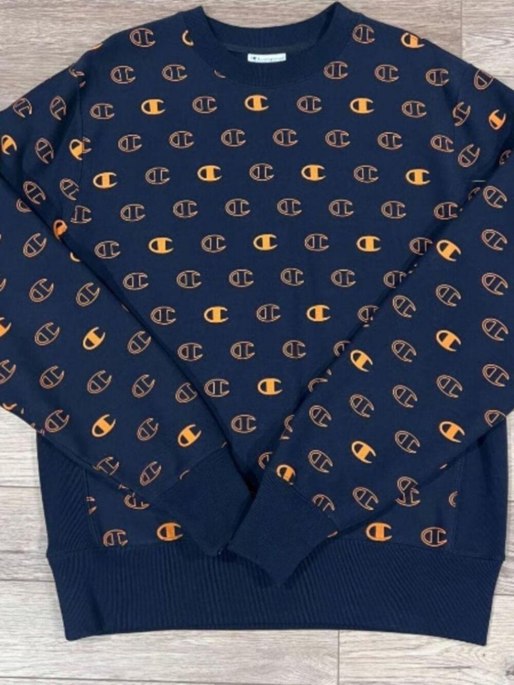 Vintage Navy Blue Orange Champion Sweater Crewneck Sweatshirt